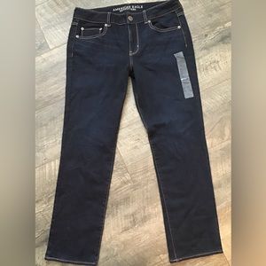 American Eagle straight stretch dark wash jeans .Size 10 short. NWOT